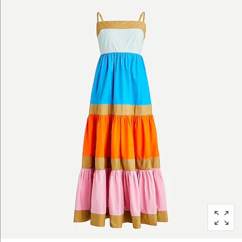 Cotton Poplin Tiered Maxi Dress - Colorblock